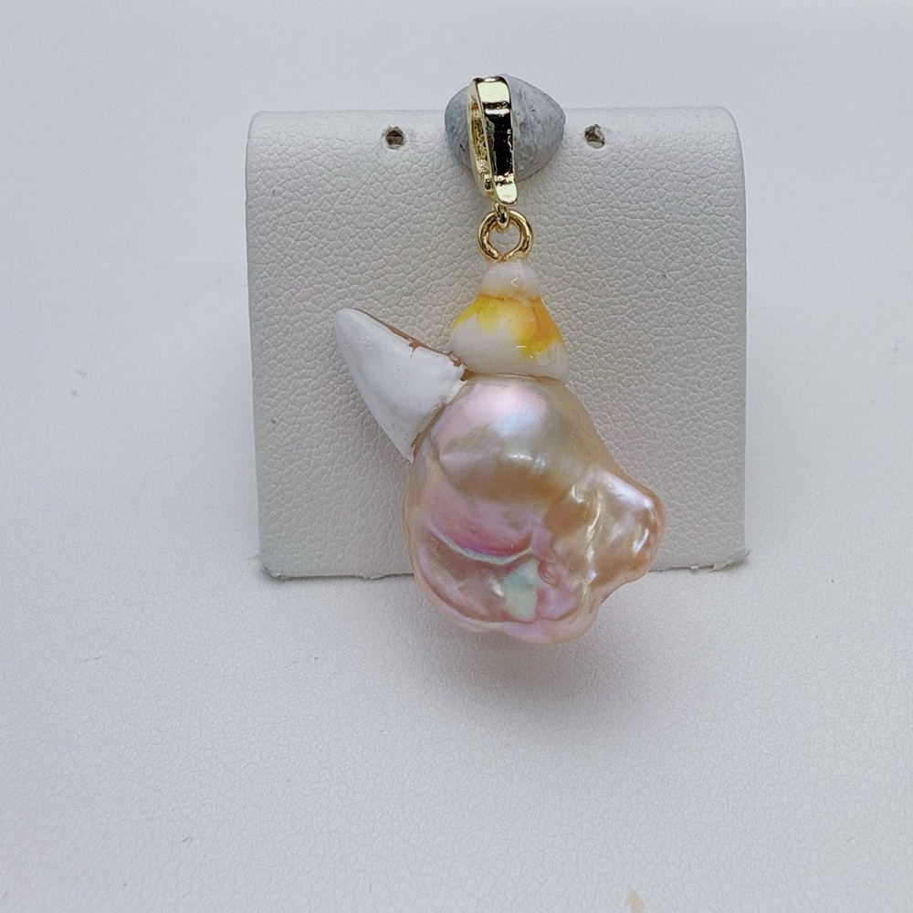 P93 Handmade Flame Ball Freshwater Baroque Pearl Cutes Detachable Pendant - Picture 4 of 5
